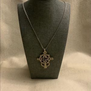 Ethiopian Handmade Cross on 24” Stainless Steel Chain Necklace * FREE S/H *